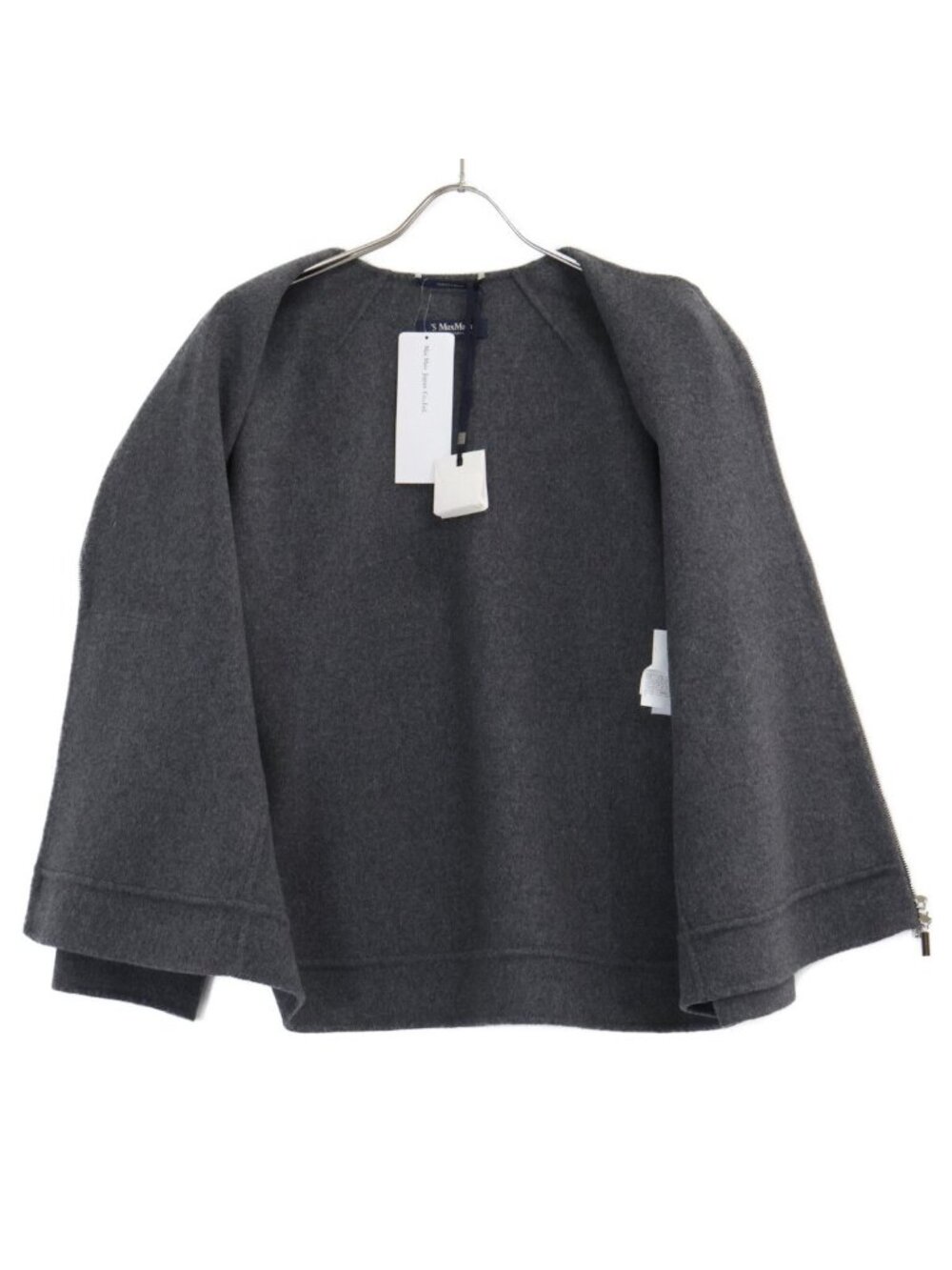 ★SOLD★ Max Mara S Maxmara Cucito Amano Double Face W-zip Collarless Jacket 42 - Picture 3 of 9